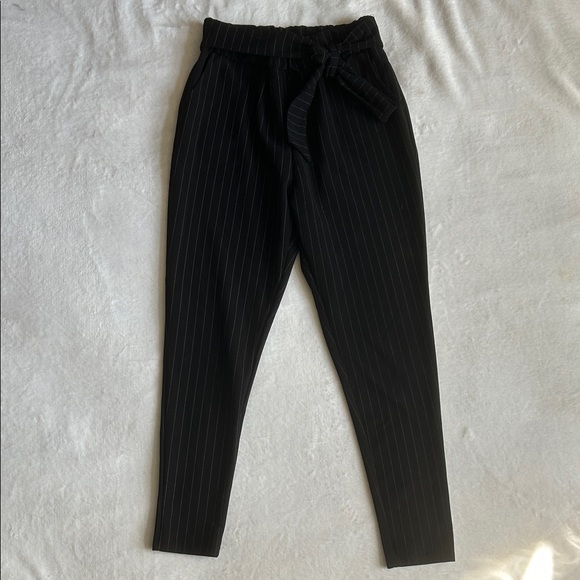 accent Pants - Black Pinstripe Pants